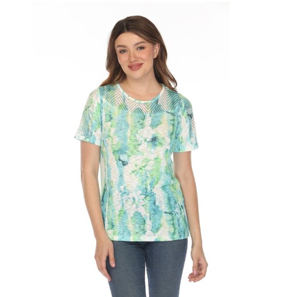 Green cloud Printed Mesh Top - Picture 3 of 5